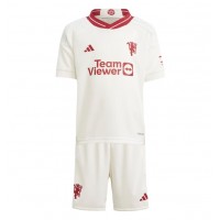 Camisa de Futebol Manchester United Equipamento Alternativo Infantil 2023-24 Manga Curta (+ Calças curtas)